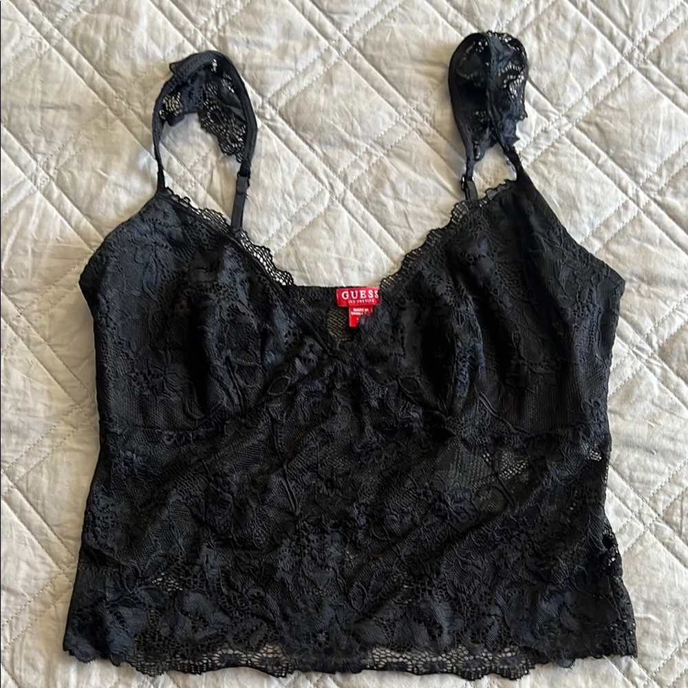 Guess Black Lace Top
